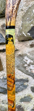 Load image into Gallery viewer, Falcon on Glove Desert Scene - Antler handled Hazel Country Thumbstick/hiking/walking stick by Helen Elizabeth
