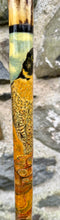 Load image into Gallery viewer, Falcon on Glove Desert Scene - Antler handled Hazel Country Thumbstick/hiking/walking stick by Helen Elizabeth
