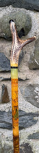 Load image into Gallery viewer, Camels in desert antler handled hazel country thumbstick by Helen Elizabeth
