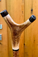 Load image into Gallery viewer, Antler Handled Hazel Wood Country Thumbstick Walking Stick by Helen Elizabeth
