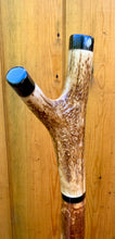 Load image into Gallery viewer, Antler Handled Hazel Wood Country Thumbstick Walking Stick by Helen Elizabeth
