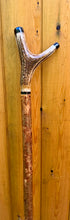 Load image into Gallery viewer, Antler Handled Hazel Wood Country Thumbstick Walking Stick by Helen Elizabeth
