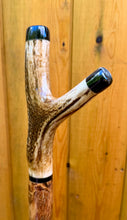 Load image into Gallery viewer, Antler Handled Hazel Wood Country Thumbstick Walking Stick by Helen Elizabeth
