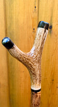 Load image into Gallery viewer, Antler Handled Hazel Wood Country Thumbstick Walking Stick by Helen Elizabeth
