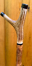 Load image into Gallery viewer, Antler Handled Hazel Wood Country Thumbstick Walking Stick by Helen Elizabeth
