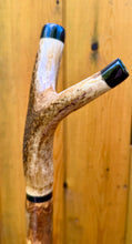 Load image into Gallery viewer, Antler Handled Hazel Wood Country Thumbstick Walking Stick by Helen Elizabeth
