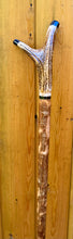 Load image into Gallery viewer, Antler Handled Hazel Wood Country Thumbstick Walking Stick by Helen Elizabeth
