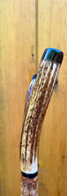 Load image into Gallery viewer, Antler Handled Hazel Wood Country Thumbstick Walking Stick by Helen Elizabeth
