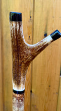 Load image into Gallery viewer, Antler Handled Hazel Wood Country Thumbstick Walking Stick by Helen Elizabeth
