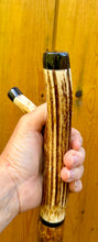 Load image into Gallery viewer, Antler Handled Hazel Wood Country Thumbstick Walking Stick by Helen Elizabeth
