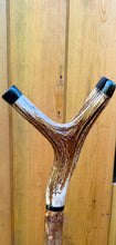 Load image into Gallery viewer, Antler Handled Hazel Wood Country Thumbstick Walking Stick by Helen Elizabeth
