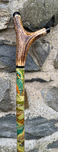 Load image into Gallery viewer, Kingfisher by the river on Antler handled country thumb stick

