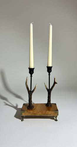 Roe Deer Stag Antler Candlestick Holder Double by Helen Elizabeth Studios