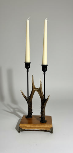 Roe Deer Stag Antler Candlestick Holder Double by Helen Elizabeth Studios