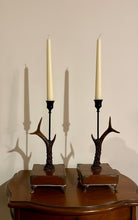 Load image into Gallery viewer, Rustic Roe Deer Stag Horn Antler Pair Candle Stick Holders by Helen Elizabeth Studios
