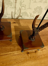 Load image into Gallery viewer, Rustic Roe Deer Stag Horn Antler Pair Candle Stick Holders by Helen Elizabeth Studios

