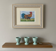Load image into Gallery viewer, Striding cockerel colouered pencil drawing by Helen Elizabeth Studios
