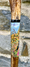 Load image into Gallery viewer, Goldfinch Hand Painted on Antler Handle Hazel Thumbstick by Helen Elizabeth Studios
