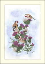 Load image into Gallery viewer, Goldfinch on Thistle signed limited edition print giclee by Helen Elizabeth Studios
