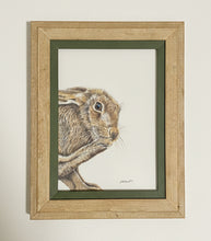 Load image into Gallery viewer, wild brown hare colouered pencil drawing by Helen Elizabeth Studios
