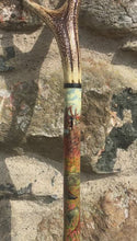 Load and play video in Gallery viewer, MacNab Inspired (2)- Hand Painted Antler Handle Hazel Wood Thumbstick
