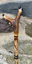 Load image into Gallery viewer, Hazel Wood Thumbstick Antler Handled Wading Staff Stick Helen Elizabeth Studios
