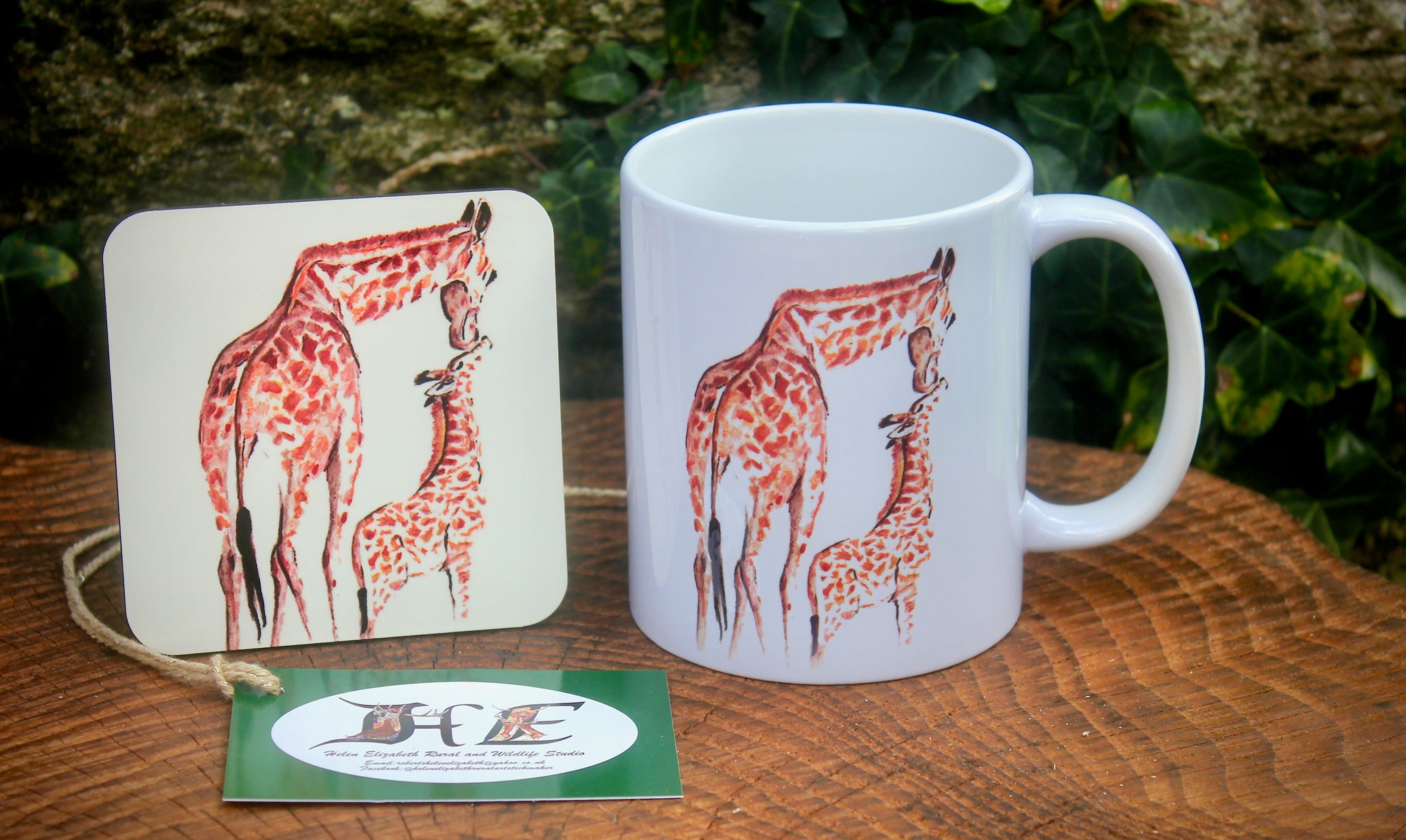 Safari Collection Giraffe Ceramic Mug and Coaster