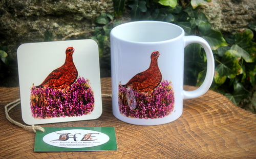 Scotland's Wildlife Collection -  Red Grouse Ceramic Mug and Coaster