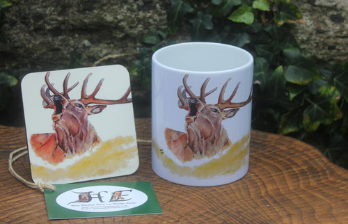 Scotland's Wildlife Collection - Roaring Stag Ceramic Mug and Coaster