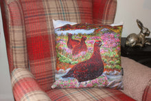 Load image into Gallery viewer, red grouse cushion by Helen Elizabeth
