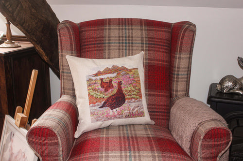 red grouse cushion by Helen Elizabeth