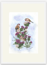 Load image into Gallery viewer, Goldfinch on Thistle Limited giclee print Helen Elizabeth
