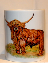 Load image into Gallery viewer, Scotland&#39;s Wildlife Collection -  Highland Cow Ceramic Mug and Coaster by Helen Elizabeth
