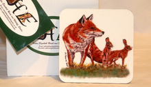 Load image into Gallery viewer, Wildlife Getting Along Collection - Fox, Rabbit and Hare Ceramic Mug and Coaster by Helen Elizabeth
