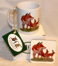 Load image into Gallery viewer, Wildlife Getting Along Collection - Fox, Rabbit and Hare Ceramic Mug and Coaster by Helen Elizabeth
