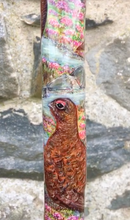 Load image into Gallery viewer, Red Grouse Hand Painted Hazel Thumbstick with Antler Handle
