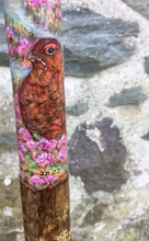 Load image into Gallery viewer, Red Grouse Hand Painted Hazel Thumbstick with Antler Handle by Helen Elizabeth
