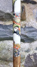 Load image into Gallery viewer, Puffins on rocks hand painted thumbstick by Helen Elizabeth
